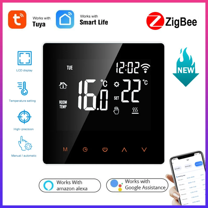 

Alexa ZigBee Smart Thermostat Tuya Smart Air Conditioner Controller ZigBee Temperature Controller Digital Thermostat
