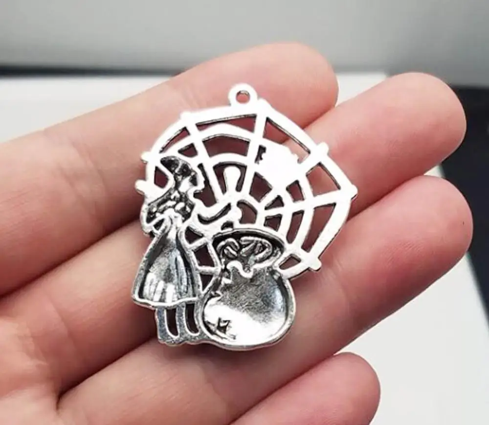 5 шт./лот 33x41 мм волшебница антикварные посеребренные Подвески в виде ведьмы на