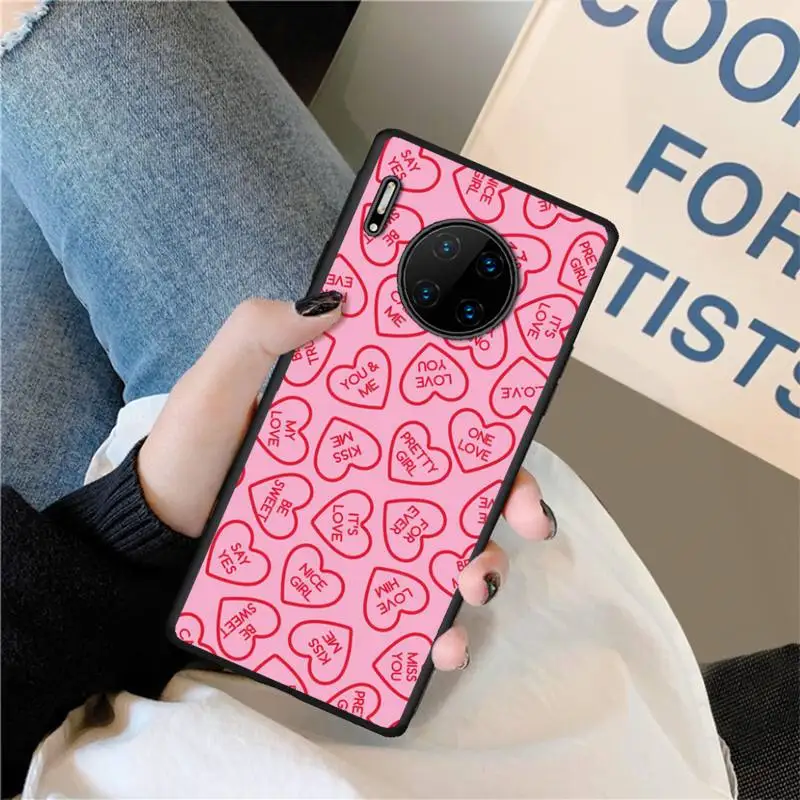 

Red Love Cute Peach Phone Case for Huawei P9 P10 P20 P30 P40 lite Pro smart 2016 2017 2019 2020 Fundas Cover