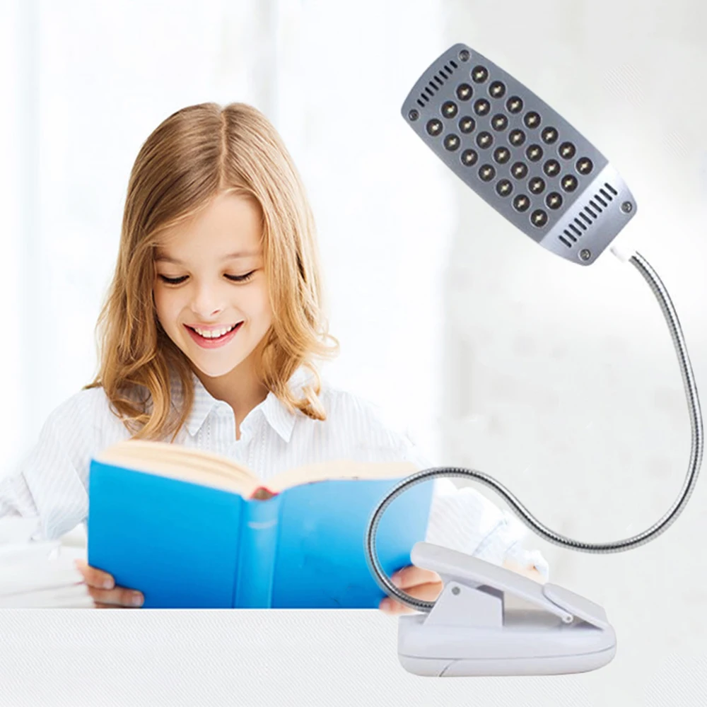

Suchme LED Work Table Lamp Energy Saving Eye Protection 28 Bulb Bead High Brightness Clip Stand USB Bedroom Bedside Reading Desk