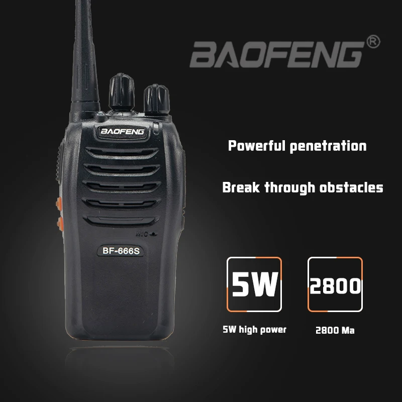 

Hot 2Pcs/lot Baofeng BF-666S Walkie Talkie USB Charge Handheld Two Way Ham Radio 5W 16CH UHF 400-470MHz BF666S Walkie-Talkie