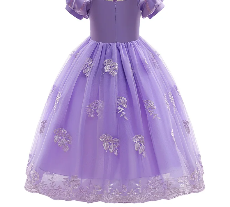 

2021 New Halloween Children's Maxi Princess Dress Mesh Short Sleeve Wedding Party Evening Costume Cosplay Girls Summer Dress