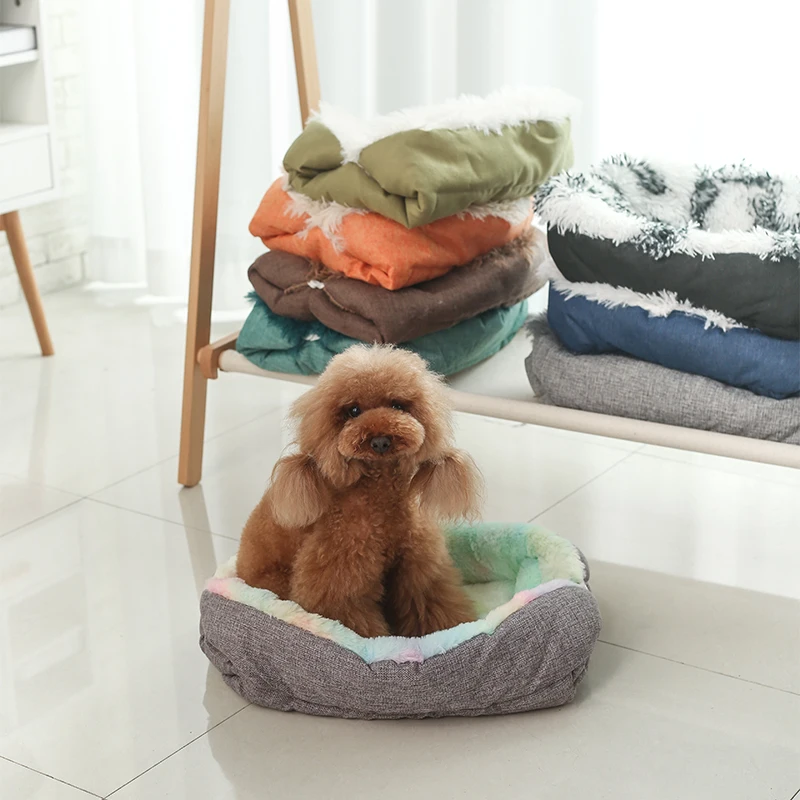 

Dog Bed Pets House Cat Accessories for Puppy Small Big Medium Dog Supplies Young Kennel Mat Nesk Bedding Plush Washable Products