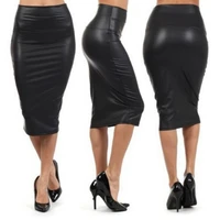 winter autumn women plus size pu leather skirt sexy high waist pencil skirts club vintage bodycon midi skirt
