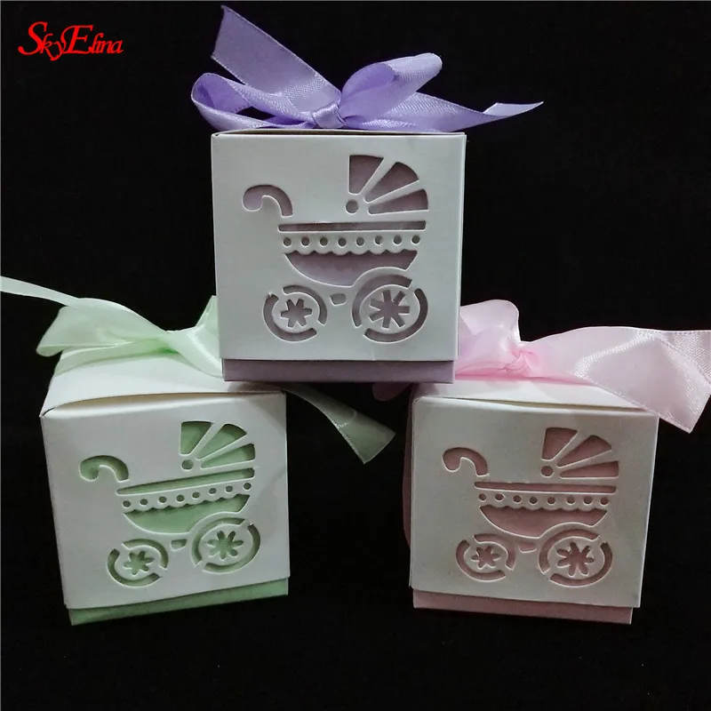 10/50 шт./компл. Лазерная вырезка полый детский автомобиль с лентой Детский