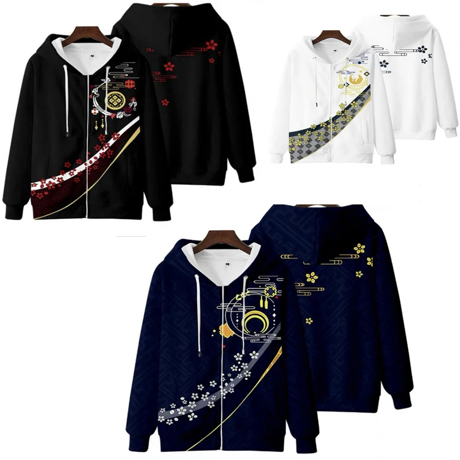 

Anime Touken Ranbu Cosplay Costume Mikazuki Munechika Kashuu Kiyomitsu Kogitsunemaru Unisex 3D Hoodies Zipper Hooded Sweatshirts