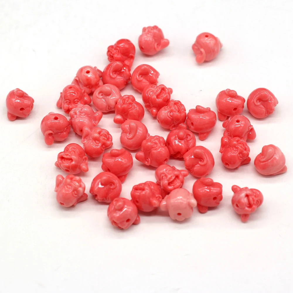 

10Pcs Small Pendant New Red Buddha Statue Coral Through-Hole Beads for Jewelry Making DIY Necklaces Bracelet Accessories 10x12mm