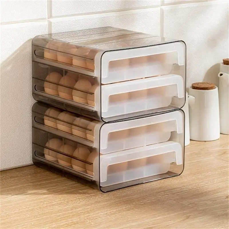 Двухуровневый ящик для хранения яиц сохранения свежести с крышкой герметичный 32