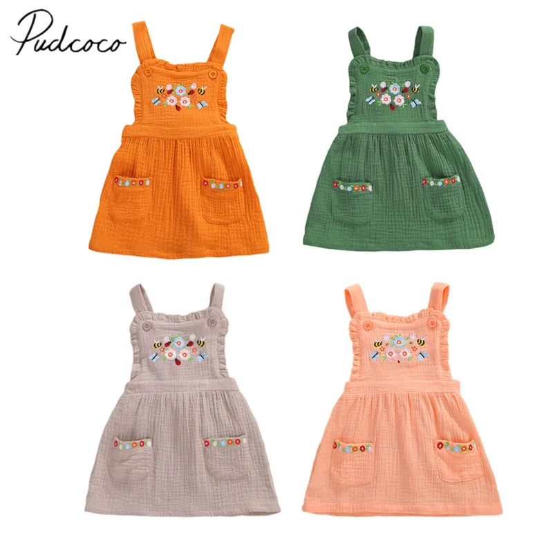 2020 летняя одежда для малышей платье маленьких девочек средней длины с цветочным