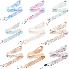 10pcs/lot BH1488 Blinghero Cartoon Art Watercolor Marble Necklace Skeleton Lanyard Keychain key Phone Rope Accessories