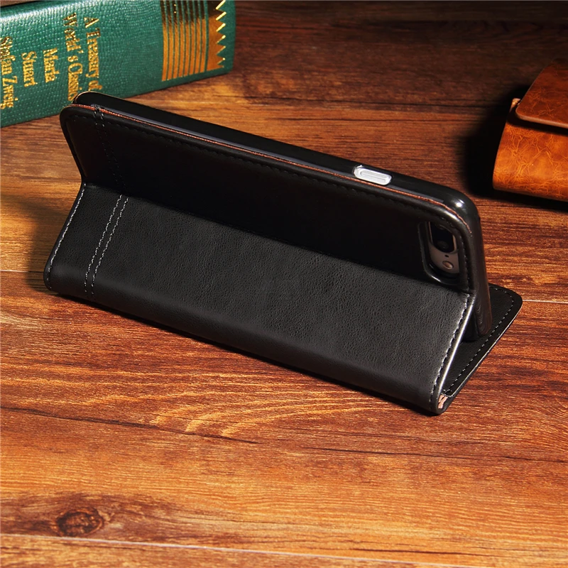 Роскошный кожаный флип чехол в стиле ретро для iPhone 8 кошелек с подставкой карт