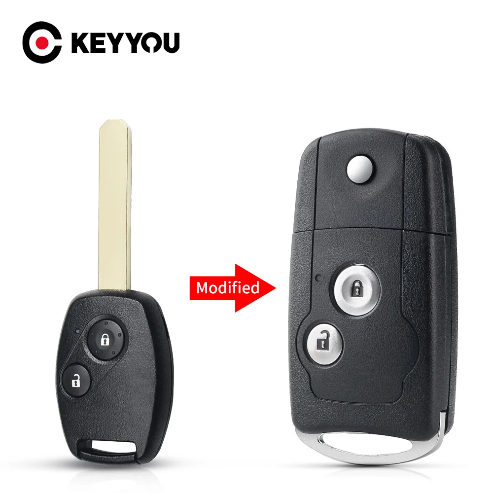 Чехол KEYYOU для Honda Fit CRV Civic vision Ridgeline HRV Jazz ACCORD 2003-2013 модифицированный флип 2 кнопки