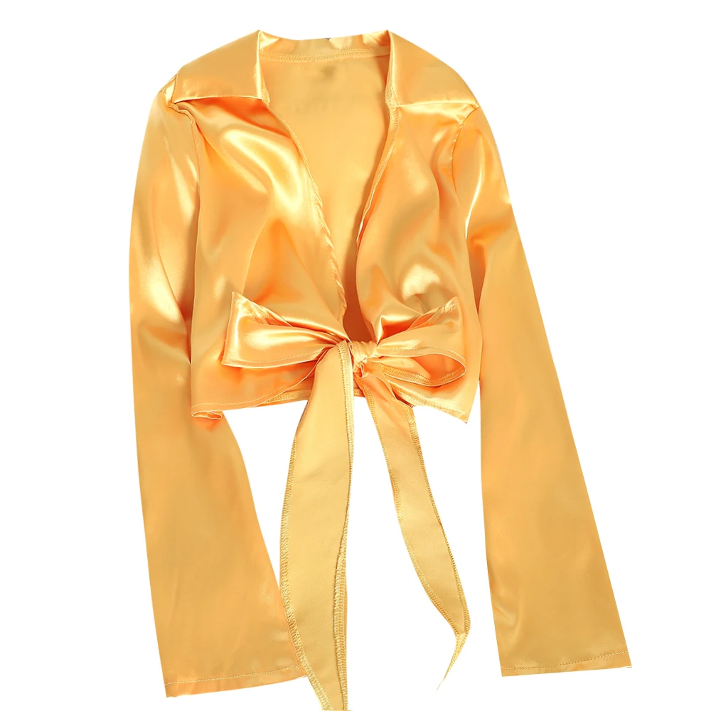 Женская атласная блузка HELIAR элегантная однотонная для ночного клуба весна осень