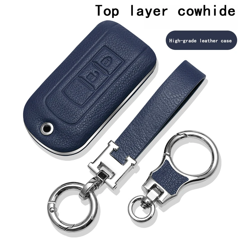 

Leather Car Key cover keychain For Mitsubishi Outlander ASX Mirage Lancer Montero Eclipse Cross L200 with logo Car accessories