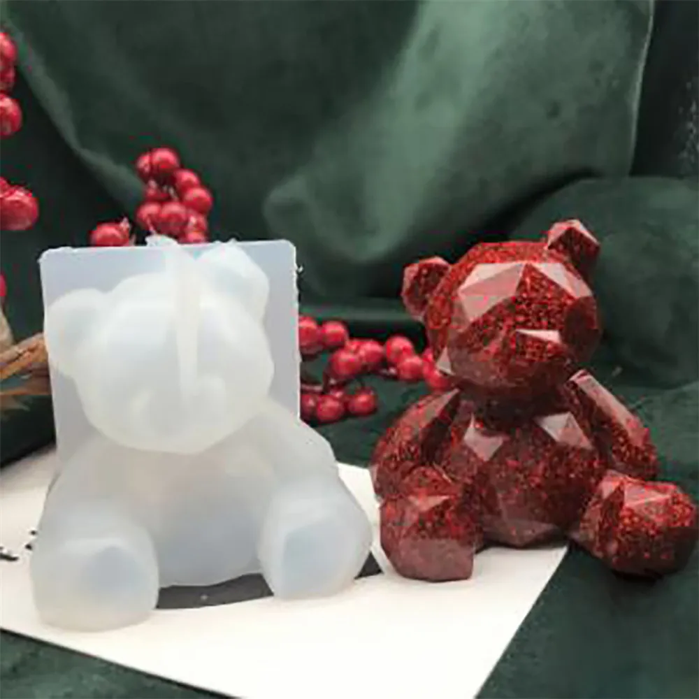 Геометрический силиконовая форма «Медведь» милый медведь DIY помадка ремесло зеркало форма DIY ремесло ювелирных изделий кулон эпоксидная см...