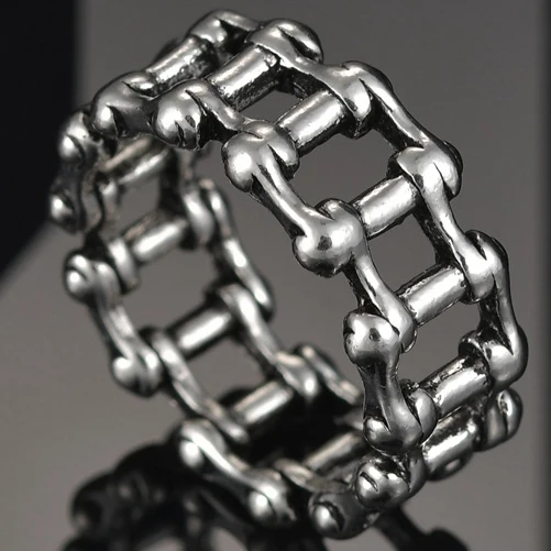 Bikechain MeMolissa панк животное кольцо готическое черное серебро металлические кольца в виде змейки для женщин мужчин ночной клуб унисекс регулируемые Anillos ювелирные изделия - Цвет основного камня: Bikechain
