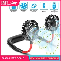newest mini usb portable fan hands free neck fan rechargeable battery small portable sports fan desk hand air conditioner cooler