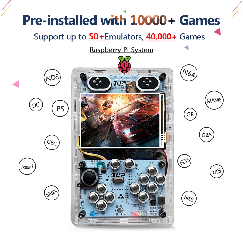 Портативные игровые консоли pi boy Raspberry 3B 3 5 дюйма 10000 встроенных игр | Электроника