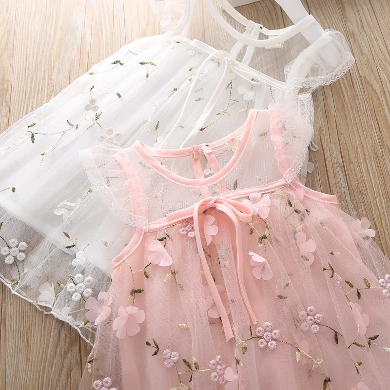 Летнее свадебное платье для девочек белое кружевное принцессы с цветами|Платья| |