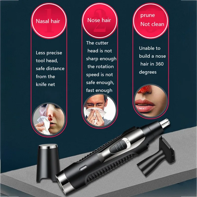 

2 in1 Electric Ear Nose Trimmer for Men's Shaver Rechargeable Hair Removal Eyebrow Trimer Lasting Face Care Tool Kit