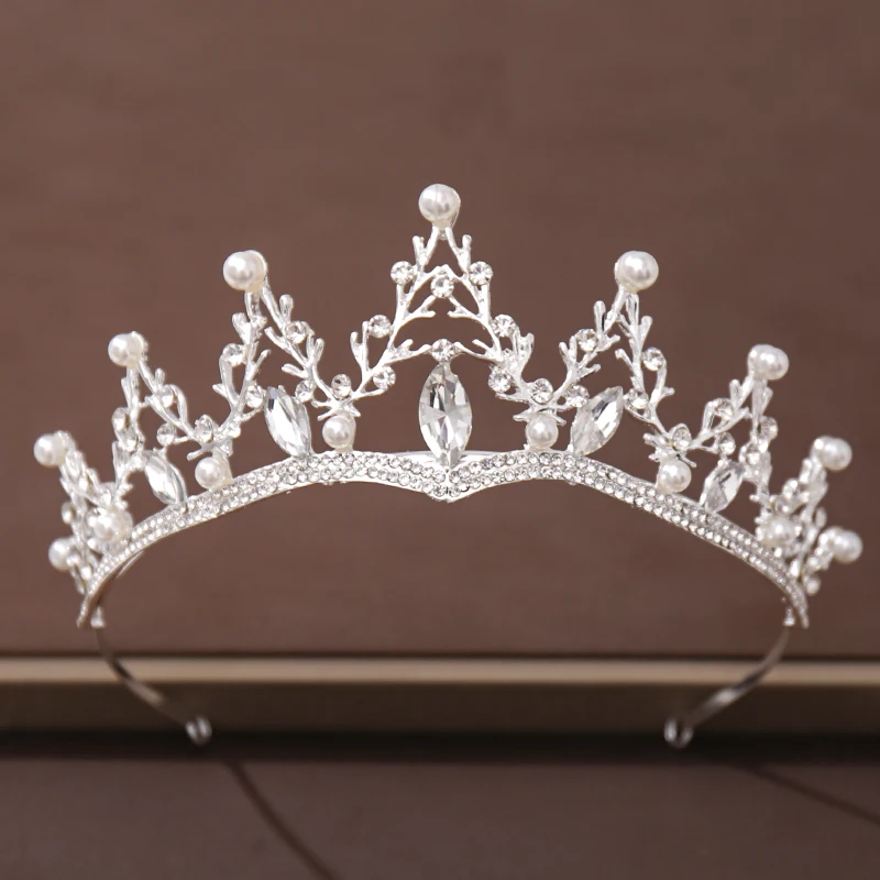 Модная диадема серебряного цвета Корона со стразами и кристаллами женское