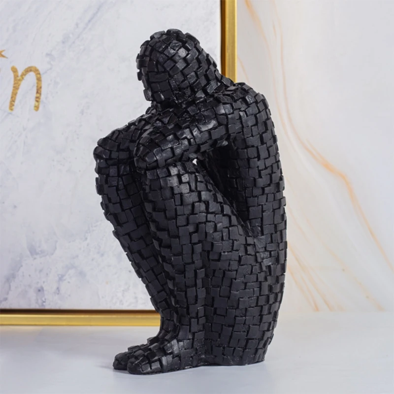 

Modern Creative Abstract Thinker Sculpture Resin Figurine Characters Model Crafts Ornament Statue Home Living Room Desktop Decor