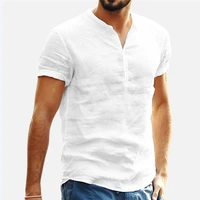 men linen shirts short sleeve breathable mens baggy casual shirts slim fit solid cotton shirts mens pullover tops blouse