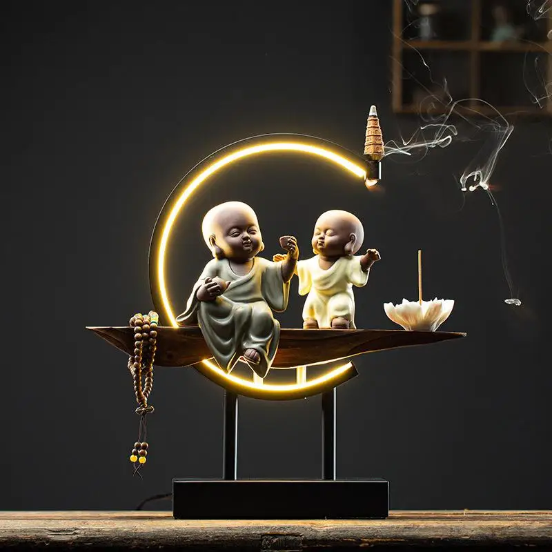 

Милые короткие носки для малышей монах обратного Ладан дыма водопад Ладан палочки держатель Керамика лампа дзэн ремесла Гостиная домашний ...