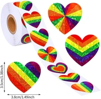 500pcs glitter rainbow heart shaped stickers 8 designs stationery stickers sealing label for valentine wedding party decor