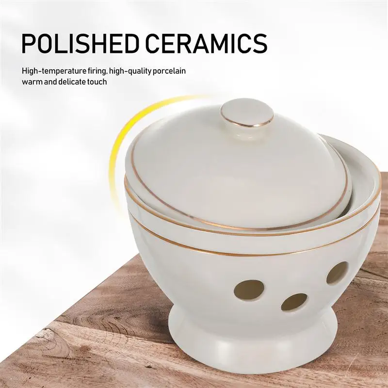 

1pc Steamed Can Novel Ceramic Bowl Food Container Stew Pot Kitchen Gadget for Home