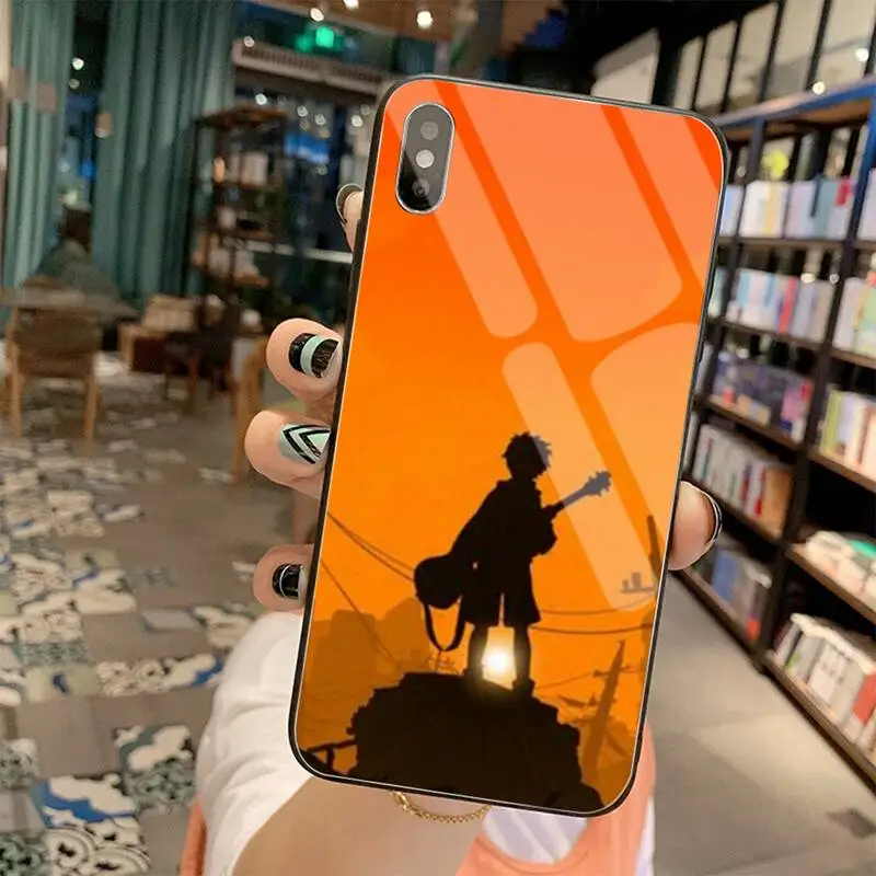 

HUAGETOP anime FLCL Black TPU Soft Phone Case Tempered Glass For iPhone 11 Pro XR XS MAX 8 X 7 6S 6 Plus SE 2020 case