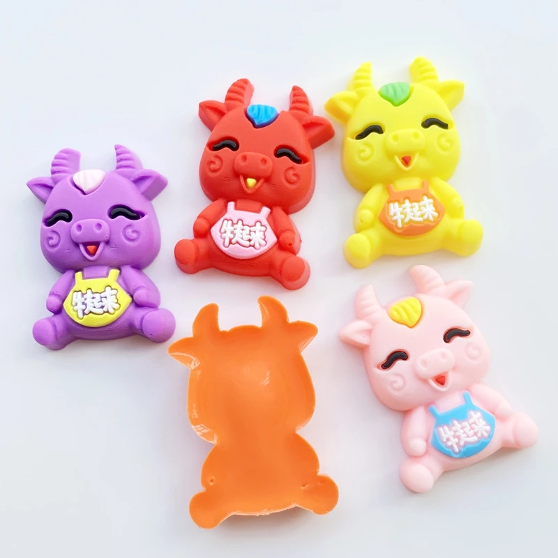 20 шт./лот симпатичная ПВХ мультяшная резина для крупного рогатого скота с плоским