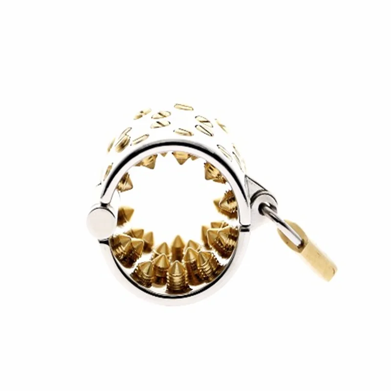 KALI'S TEETH 4 ROWS GOLD Ring Scrotum Pendant Male Chastity Device Kalis teeth chastity device Spike Torture devices | Красота и