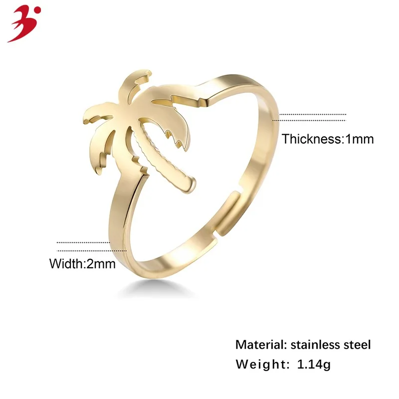 

Jewelry Jewelry Japan and South Korea Popular Mediterranean Style Coconut Tree Stainless Steel Open ring