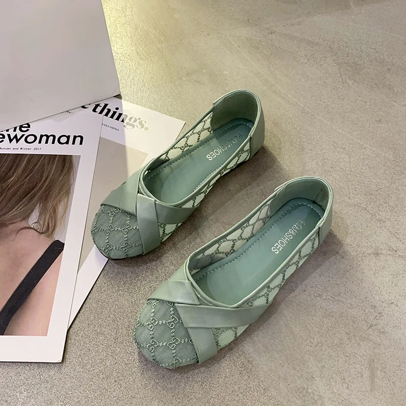 

Fairy Wind Peas Shoes 2021 Spring New Mesh Breathable One-step Soft Sole All-match Women's Casual Small Single Shoes