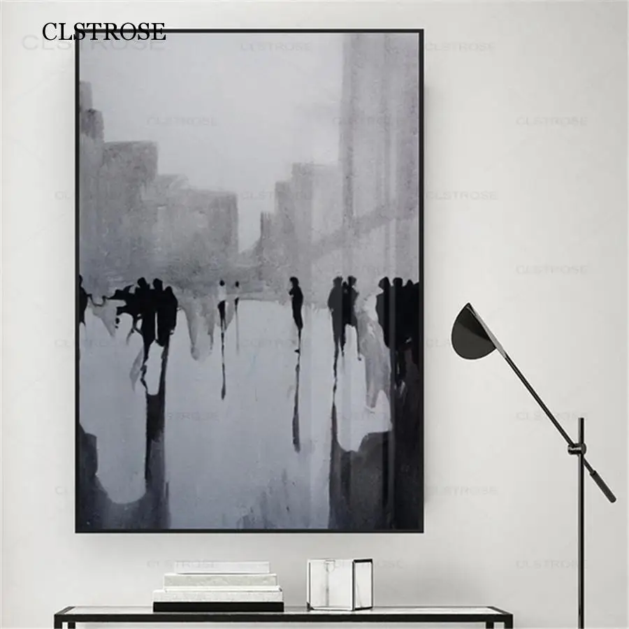 

Modern British Street Landscape Canvas Painting Nordic Abstract Black and White Posters Home Decor for Living Room Art Pictures