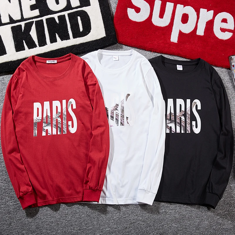 Мужская свободная футболка с длинным рукавом Повседневная хлопковая Футболка