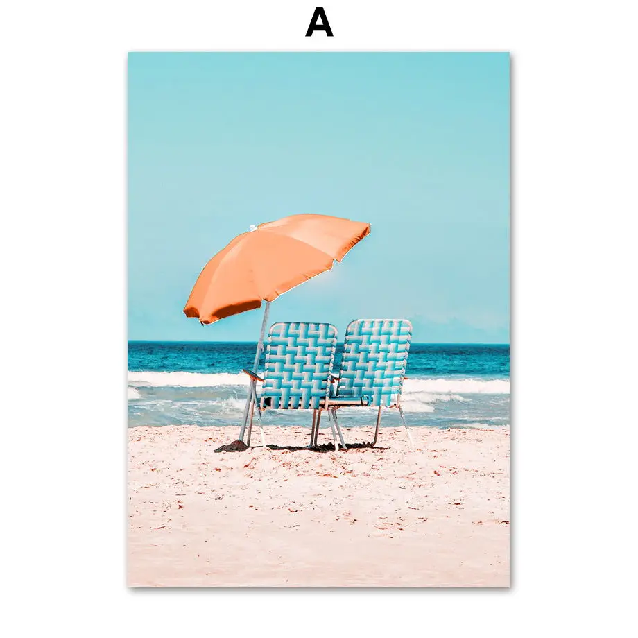 Beach Girl Seagull Sailboat Starfish Wall Art Canvas Painting Home Decor Posters And Prints pictures For Living Room Decoration | Дом и сад