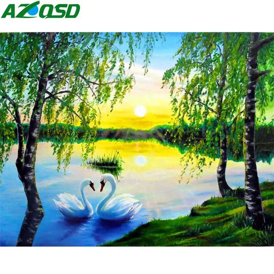 AZQSD алмазная живопись пейзаж Крест Стразы для вышивки Алмазная мозаика вышивка
