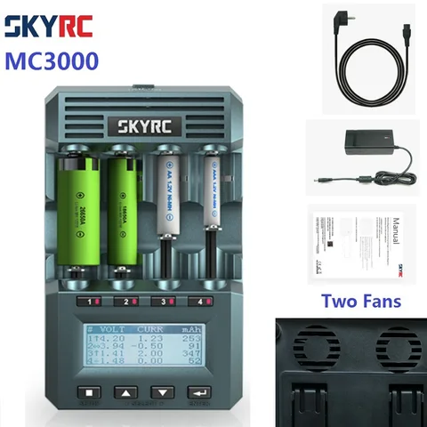 Оригинальное подлинное Универсальное зарядное устройство SKYRC MC3000 с анализатором двух вентиляторов через приложение IPHONE / ANDROID