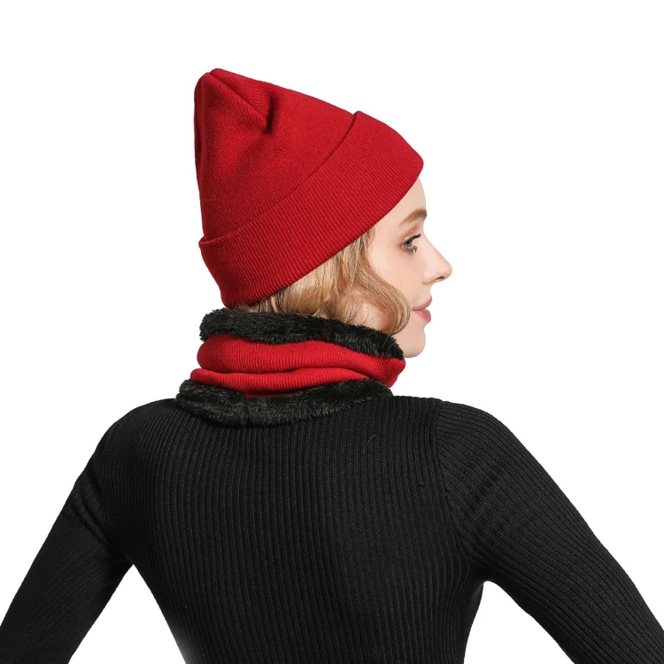 DRESSUUP модная зимняя шапка из 2 предметов для мужчин подарок вязаный однотонный шапочки Skullies хлопок теплые шапки шляпа из полиэстера