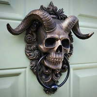 skull sheep head resin ornaments antique door knocker decoration skull door knocker household wall hanging decoration statue
