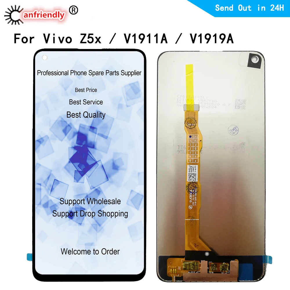 Pantalla LCD de 6,53 pulgadas para Vivo Z5x V1911A V1919A, m&oacute;dulo digitalizador con sensor de pantalla t&aacute;ctil, montaje de marco para Vivo Z5x-0