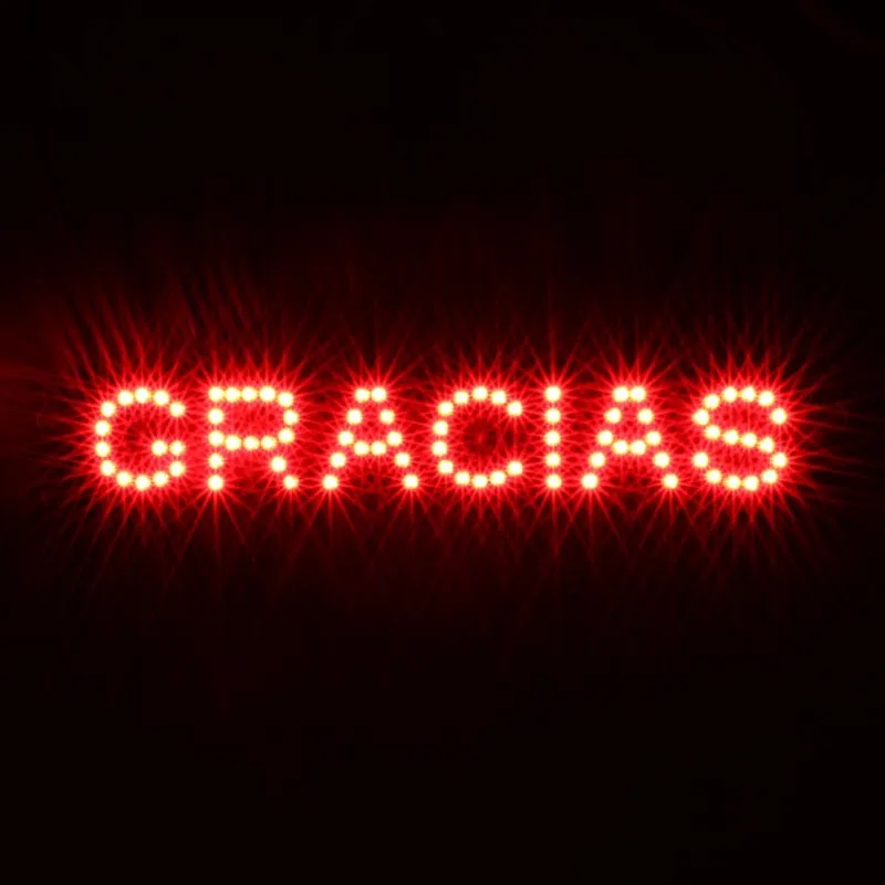 Красный 12V автомобильный светодиодный Дисплей Панель &quotспасибо&quot русский