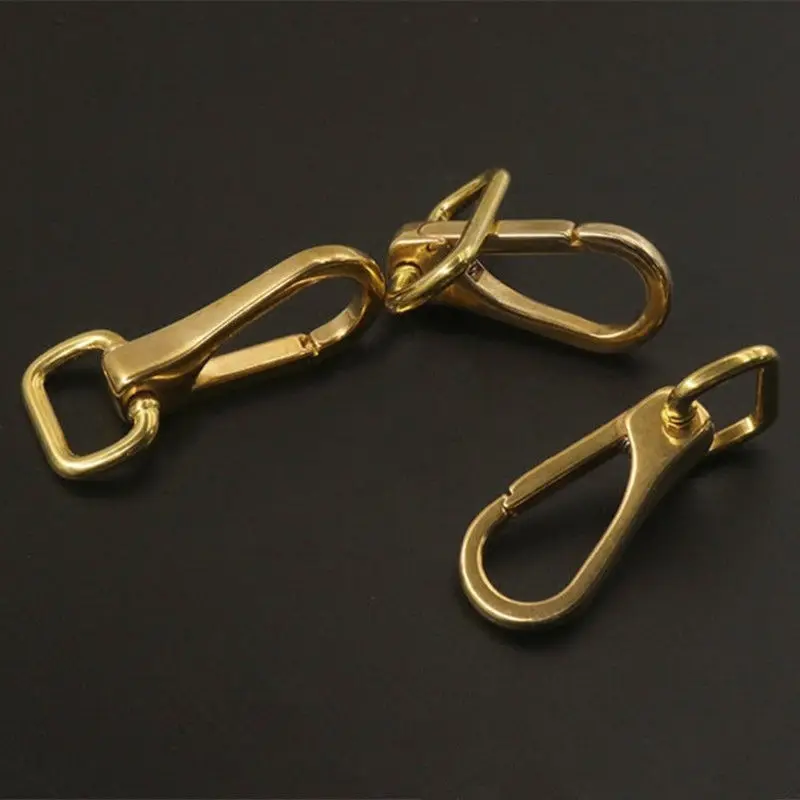 1pcs Solid brass snap hook swivel eye push gate trigger clasp for Leather Craft bag strap belt webbing pet dog leash clip | Дом и сад