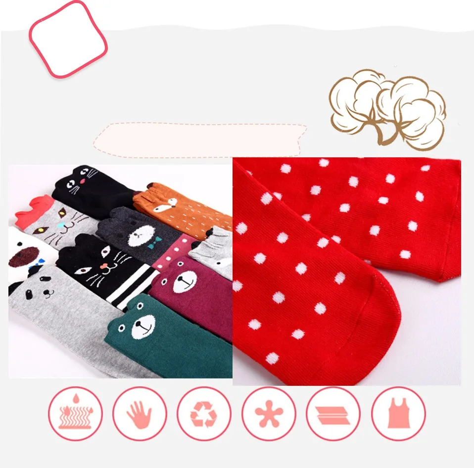 Cotton Cartoon Children's Baby Fox Socks With Bear Knee Highs Long Cute Infantil Kids for Girls kniekousen 3-12 Years old 1pcs