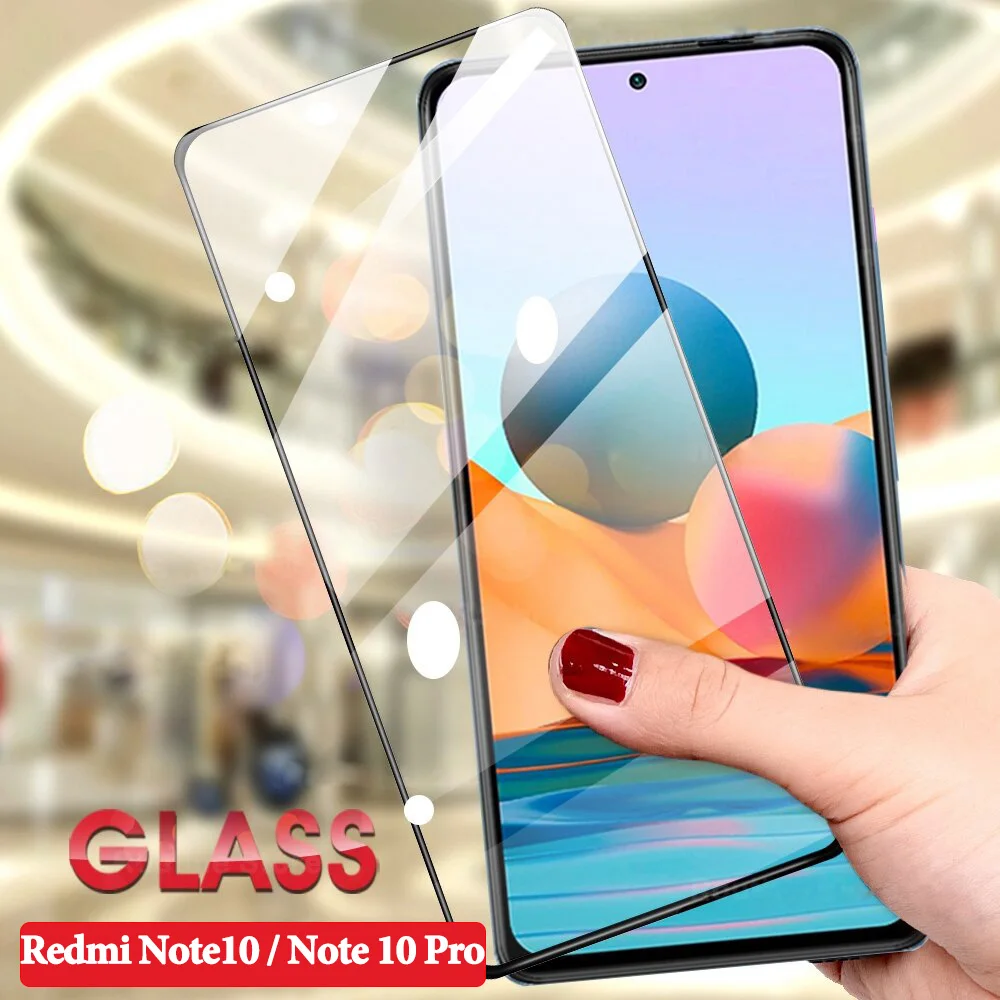 

9D Protector Glass on Redmi Note10 Pro Full Cover Glass Xiaomi Redmi-Note-10 Camera Screen Protector Redmi Note 10 Pro Phone
