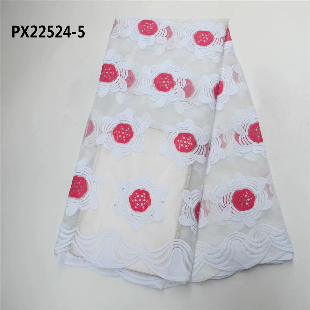 Нигерия Бесплатная доставка белое Сетчатое кружевное платье с вышивкой для