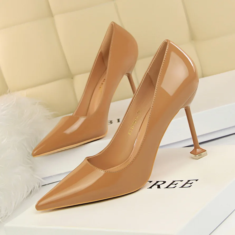 2020 Women 10cm Extreme High Heels Scarpins Female Party Wedding Burgundy Shoes Lady Leather Tacones Slipony Classic Pumps | Обувь