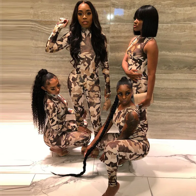 Женский спортивный комбинезон осень-зима взрослых камуфляжной расцветки с